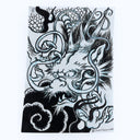 Drawing of a dragon, done in an old Japanese or East Asian art style with black clouds.