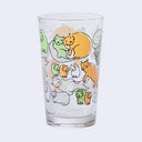 Akiko Obuchi - Glass 225ml Cup (Cats - Orange & Green)