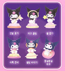 Set of six small figurines with different poses on a purple background