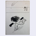 Ink illustration of a kid running.