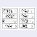 Comic strip storyboard with multiple panels on a white background