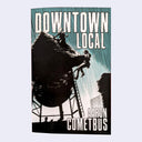 Book cover of 'Downtown Local' by Aaron Cometbus with a stylized illustration of a person on a ladder.