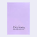 Purple zine back with text on a white background