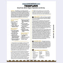 Tempura recipe card with text and decorative elements on a white background