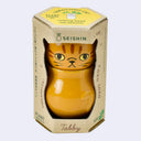 Cat shaped planter with a separately attached head, enclosed in its product packaging.