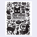 Zine cover with many black ink collaged illustrations of black cartoon cats.
