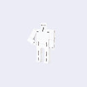 White robot toy on a light gray background