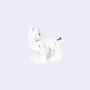 Small wooden robot dog toy figure.