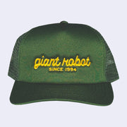 Green cap with yellow text 'giant robot SINCE 1994' on a light gray background