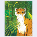 Illustration of a tiger in a jungle setting with Cynthia Nava's signature.