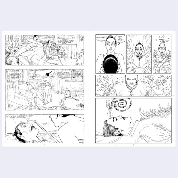 2 page spread of a black and white comic.