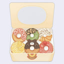 Greeting card made to look like a box of donuts with a bear shaped donut in the middle.