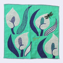 Dragonfly on Lily Square Handkerchief (Teal)