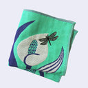 Dragonfly on Lily Square Handkerchief (Teal)