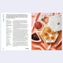 Recipe page with dim sum dish and text on a white background