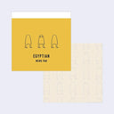 Memo pad with 'Egyptian' design on a yellow background