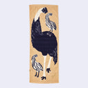 Towel with an emu and chick design on a beige background