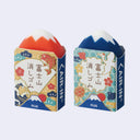 Two colorful erasers with mountain designs and 'AIR-IN' branding on a light gray background.