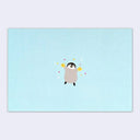 Penguin illustration on a light blue background