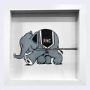 Framed illustration of an elephant with a 'RNC' logo on a white background