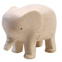 Wooden elephant figure on a white background