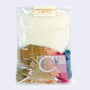 Back view of the felting kit, showing wire for the frame, lots of felt and eyes.