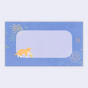 Blue envelope with a cat illustration on a blue background