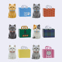 Flocked Cats in Paper Bags Blind Box