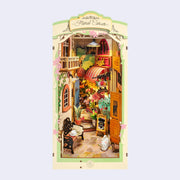 Busy 3D diorama scene of a Floral Corner - a cobblestone street with many plants for a plant shop.