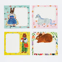 4 memo pad sheets all with different illustrations by Aiko Fukawa