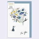 Greeting card with floral design and 'For You' text on a light blue background