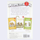 Back cover of a children's book series titled 'I Can Read!' showing the text of a story about Frog and Toad, plus three illustrated book covers from the series. The cover includes a red 'Level 2' badge, publisher information for HarperTrophy and HarperCollins Children's Books, and a barcode at the bottom.