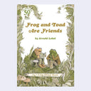 Book cover of 'Frog and Toad Are Friends' with two frogs sitting and reading a book, surrounded by foliage.