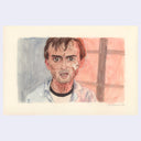 Artistic depiction of a person with a worried expression against a colorful background