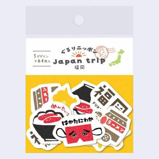 Flake sticker set of iconography themed around Fukuoka, Japan.