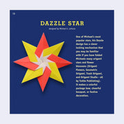 Page excerpt from "Geometric Origami" featuring a photo of a folded origami star with a description of the design.