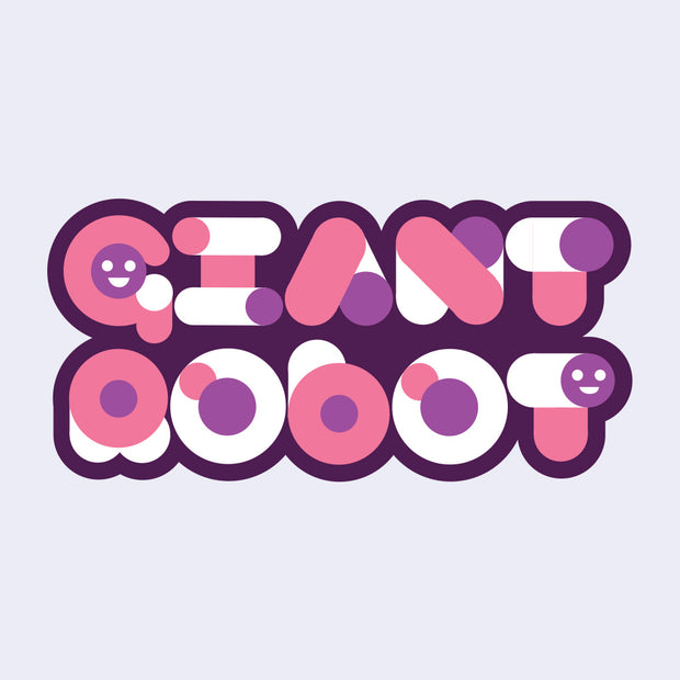 Colorful 'Giant Robot' logo on a light purple background