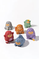 Set of colorful cartoon-like figurines on a white background