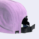 Back view of lavender cap, with adjustable strap to change fit.