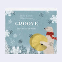 Front cover of a block memo sheet set titled 'GROOVE' by Akira Kusaka. The cover features a light blue winter-themed background with snowflakes, a polar bear wearing a red scarf, and a yellow circle, with white text reading 'Akira Kusaka Illustration GROOVE Block Memo 120 Sheets'.
