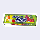 HELLO CHEW candy packaging stickwe on a light gray background