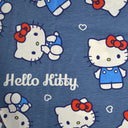 Pattern of Hello Kitty characters on a blue background