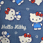 Pattern of Hello Kitty characters on a blue background