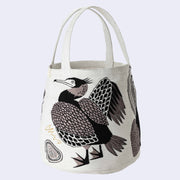 Heron w/ Fish Tote Bag (Beige)