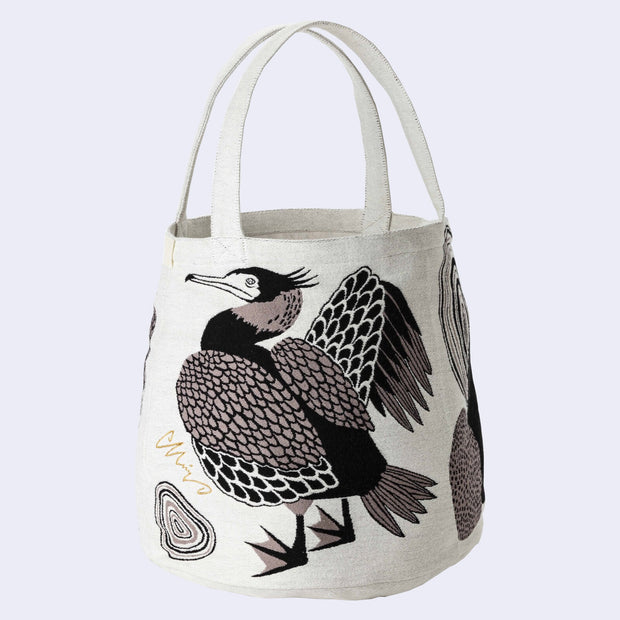 Heron w/ Fish Tote Bag (Beige)