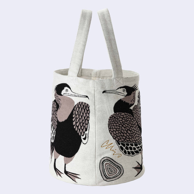 Heron w/ Fish Tote Bag (Beige)