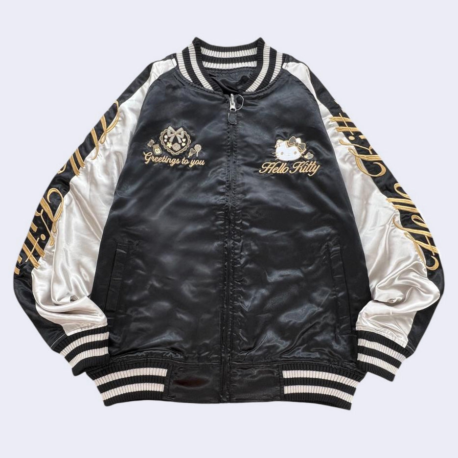 Sanrio - Hello Kitty Sukajan Bomber Jacket (Reversible - Black