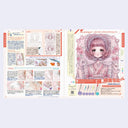 Illustrated book page with anime-style character and text on a white background