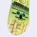 Skateboard deck with 'Jawbreaker' and 'Santa Monica' branding on a light gray background. Displays band signatures.
