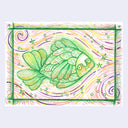 Colored pencil illustration of a green fish.